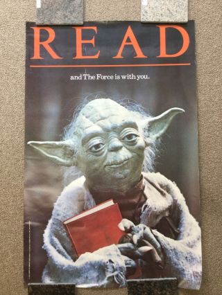 1983 Yoda Read Star Wars Poster 24” X 34” The Force Is With You