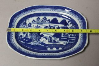 RARE SMALL SIZED 18 - 19TH C CANTON CHINESE PORCELAIN PLATTER BLUE ORIENTAL DESIGN 2