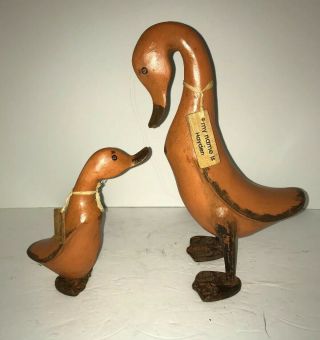Dcuk The Duck Company Wooden Ducks Hand Carved Orange Hayden Victor 11 Inch Tall