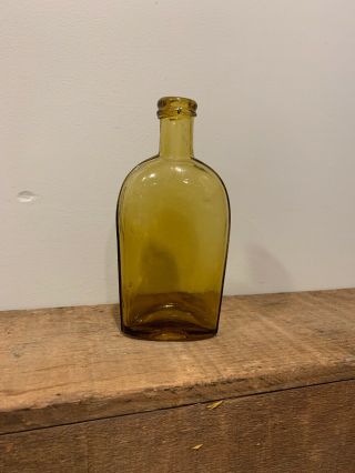 1800s Yellow Honey Amber Flask Crude Glob Top