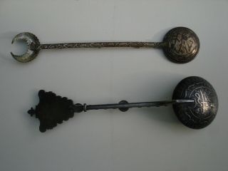 Ottoman Islamic Silver / Jewelled Coin Spoons Budju Algerian C1825 2