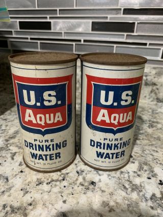 2 Vintage U.  S.  Aqua Pure Drinking Water Cans Nuclear Fallout Shelter