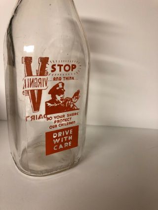 1950’s Virginia Dairy Quart Milk Bottle Richmond Va ACL Painted Label 2