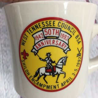 Vintage Boy Scouts Bsa Coffee Cup Mug 1992 Shiloh Encampment 50th Anniversary Tn