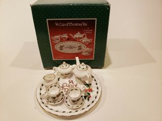 Xmas Cup Of Christmas Tea Hand Painted 10 Piece Mini Tea Set