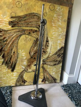 Old Vintage Atlas Sound Mic Stand Boom Cast Iron Base Mike