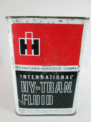 Vintage Ih International Harvester Farm Tractor Hy - Tran Fluid Metal Oil Can