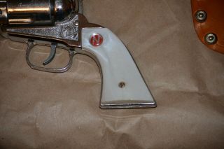Vintage RARE Pair NICHOLS STALLION 45 MARK II Cap Guns Leather Holster 3
