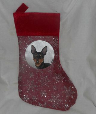 Miniature Pinscher Dog Hand Painted Christmas Gift Stocking Decoration