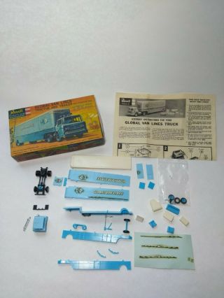 Revell 601898 Global Van Lines Ho Ford Tractor Trailer Started Incomplete