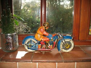 JML 0158 MOTORCYCLE 12 inch WIND UP TINPLATE TOY TIN VINTAGE FRANCE no tippco 2