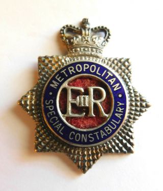 Metropolitan (london) Special Constabulary Inspector & Above Sterling Hat Badge