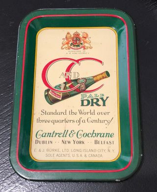 C And C Ginger Ale Soda Advertising Tip Tray Cantrell & Cochrane Vintage