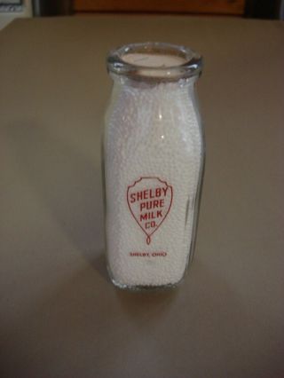 Vintage Shelby Ohio Milk Bottle 1/2 Pint In Red And Blue
