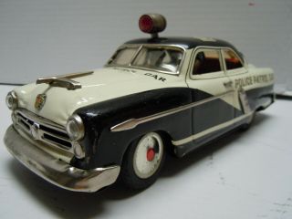 Vintage Japan Sans Tin Battery Op Multi - Action 1954 Ford Police Car.  A, .  Runs.