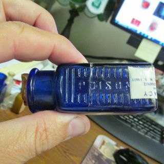 Poison Bottle Ks - 2 Cobalt Blue Abm Square 3.  125 " Tall Stuart Pharmacy York