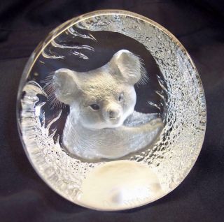 Vintage Mats Jonasson Crystal Koala Bear Swedish Sculpture Signed