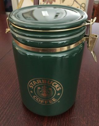 Vintage Starbucks Coffee Green Beehouse Japan Canister Split Tail Mermaid Logo