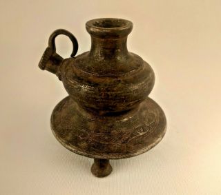 Antique Old Mughal Brass Engraved Hukka /hookah Base/pot Smoking Pipe Stand