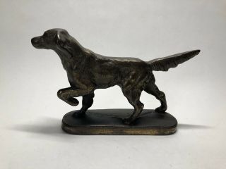 Vintage Cast Iron Bird Dog Hunting Pointer Dog Statue Figurine Paperweight Metal
