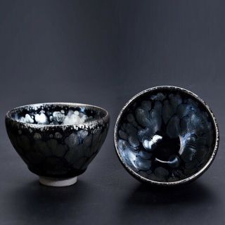 China Antique Porcelain Oil Spot Glaze Tianmu Bowl Tenmoku Teacup Jianzhan 110ml