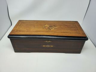 19th Century Victorian Mermod Freres Swiss Cylinder Inlaid Wood Music Box 2