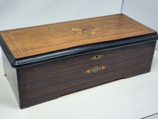 19th Century Victorian Mermod Freres Swiss Cylinder Inlaid Wood Music Box 3