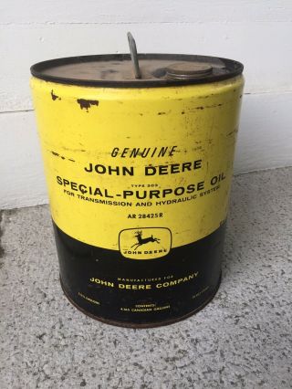 Vintage John Deere 5 Gallon Special Purpose Oil Can Four Leg Logo 1960s