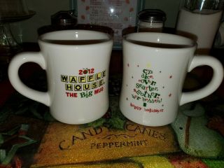 2 Waffle House The Big Mug 2012 Holiday Christmas Ceramic Coffee Tea Mug Tuxton