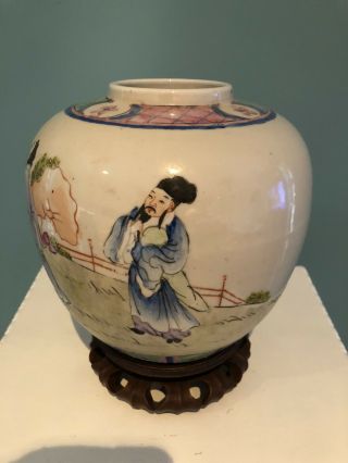 Large Chinese 19th/20th Century Porcelain Vase/Jar Scholar Design 2