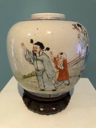 Large Chinese 19th/20th Century Porcelain Vase/Jar Scholar Design 3
