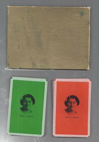 Rare Vintage Double Deck Playing Card Advertising Gift Set,  Mrs.  S.  Grass