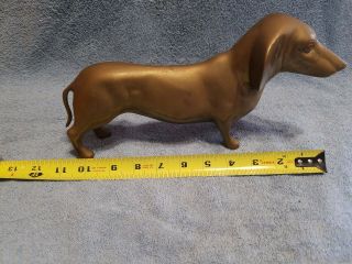 Standing 11 " Brass Bronze Metal Dachshund Dog Statue Weiner Dog