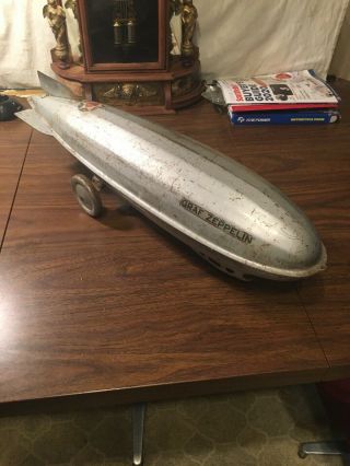 Vintage Steelcraft Graf Zeppelin 25” Pull Toy Complete Pressed Steel Rar
