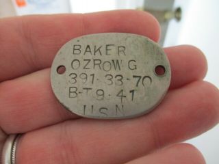 Ww2 Wwii Usn Dog Tag Ship Or Theater Done Tag
