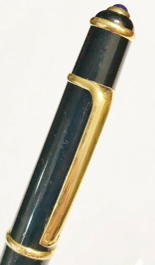 CARTIER Diabolo ballpoint pen black composite gold plated blue cabochon 3
