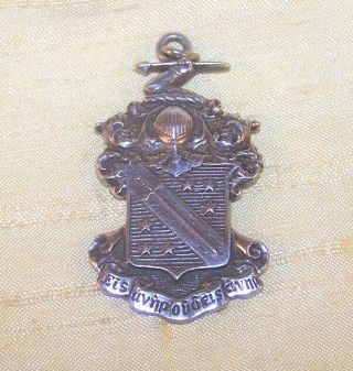 Vintage Phi Delta Theta Fraternity Large Sterling Silver Crest Pendant,  1 3/8 "