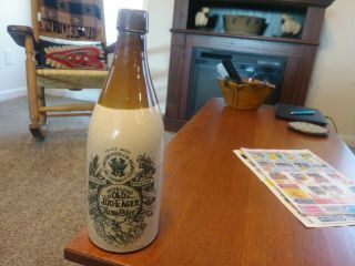 Antique Christian Moerlein Old Jug Lager Ginger Beer Stoneware Bottle - Cincinnati