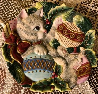 Fitz And Floyd Essentials Cat Kitten Plate Canape Ornaments Or Wall Hanging