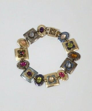 Holly Yashi Gold Filled & Sterling Silver Romance Bracelet With Gemstones Signed