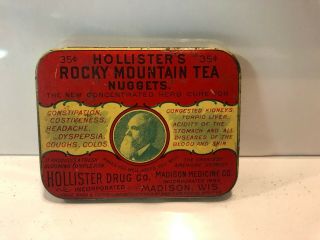 Hollisters Rocky Mountain Tea Nuggets Tin Madison Wi Druggist Apothecary Antique