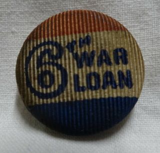 Wwii 6th Us War Loan Drive Cloth Pin 1944 Whitehead & Hoag Button