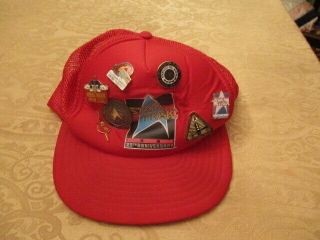 Vintage Star Trek 1991 25th Anniversary Hat With Many Related Pins Vg