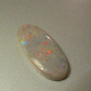 Large Cabochon,  Vintage Australian Opal,  30 X14 Mm.  Gray Body,  Red Fire
