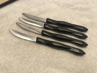 Vintage CUTCO Knives Set Of 4 1759 Table Steak Knife w/ Tray Brown/Orange Handle 2