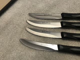 Vintage CUTCO Knives Set Of 4 1759 Table Steak Knife w/ Tray Brown/Orange Handle 3