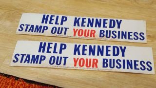Jfk John F Kennedy Political Campaign Bumper Stickers (2) Anti Pro Business