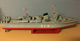 Vintage Rare Japan Wooden Tin Us Navy Battleship Cruiser Battery Op.  26 " Boat