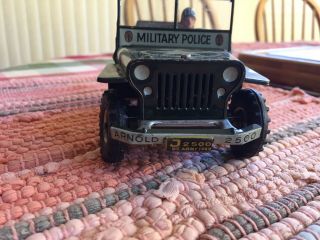 Vintage 1950`s Arnold USA Military Police Jeep 2500 Tin Toy - Made US - Zone Germany 3