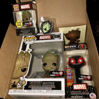 Funko Pop Marvel Gamestop Mystery Box Groot Gamer Rare Vaulted Toucan Ships Now